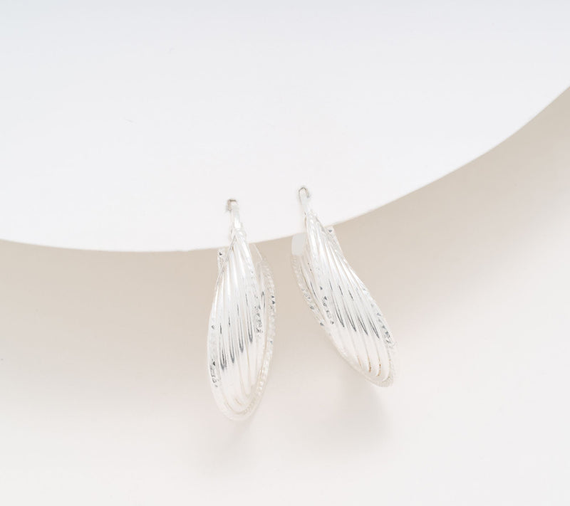 UltraFine 950 Silver 6-Row 1-1/4" Interlocking Hoop Earrings — View 8