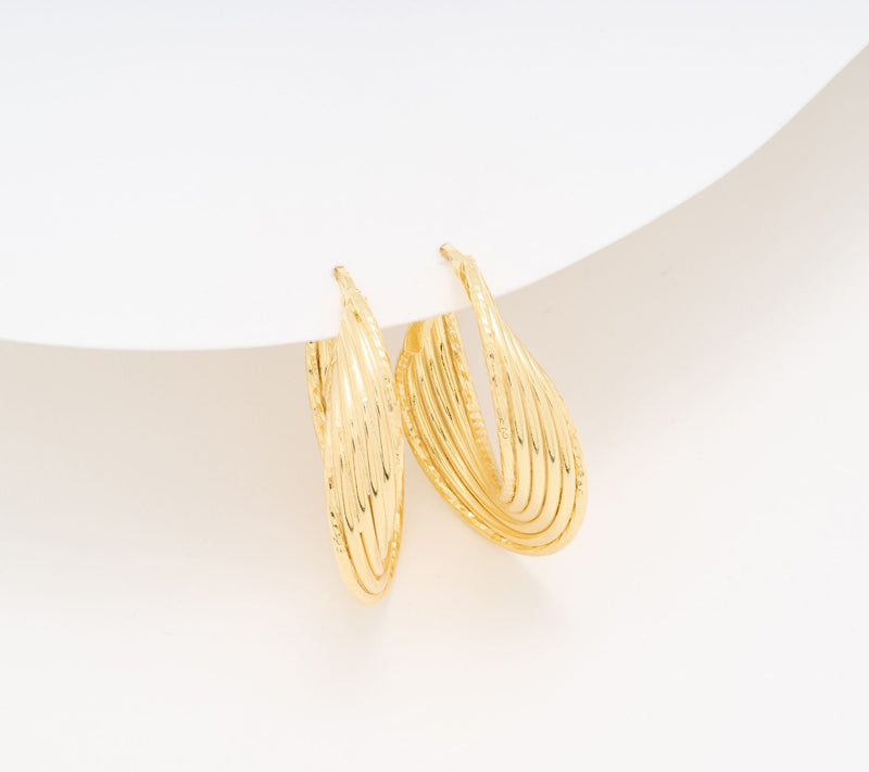 UltraFine 950 Silver 6-Row 1-1/4" Interlocking Hoop Earrings — View 9
