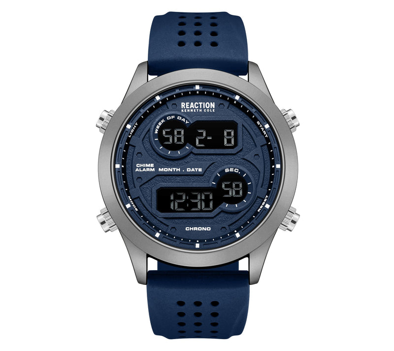 Kenneth Cole Reaction Men's Digital Blue Silicone Strap Watch — View 3