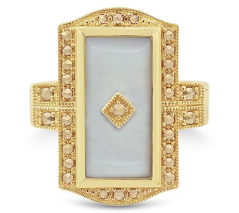 Dallas Prince 14K Clad Marcasite & Mother of Pearl Deco Ring — Main view