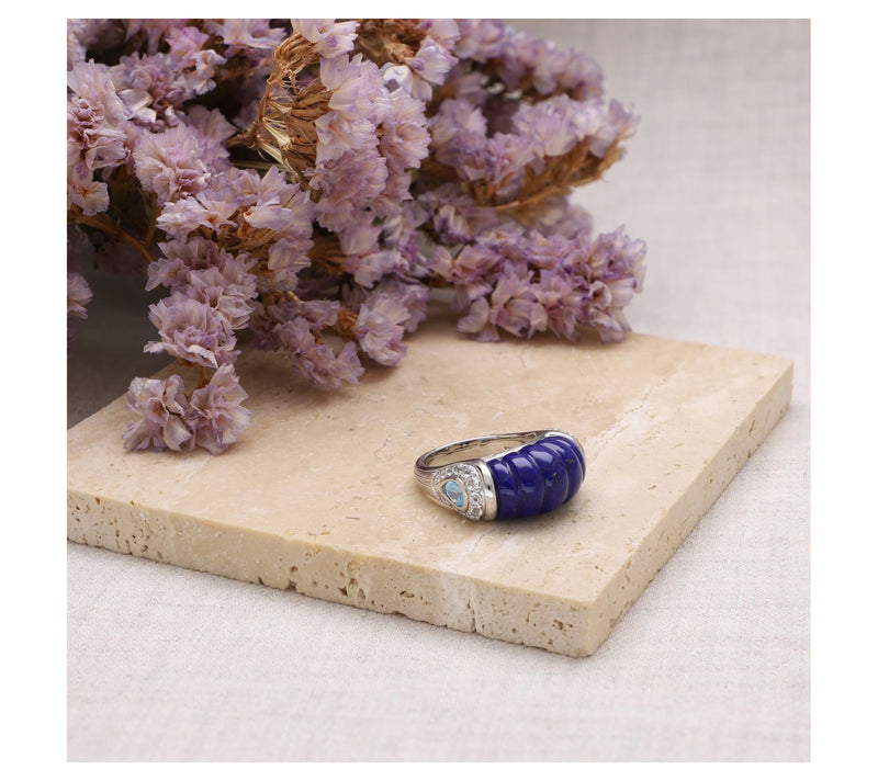 Ariva Stering Silver Lapis & Topaz Chatham Ring — View 5
