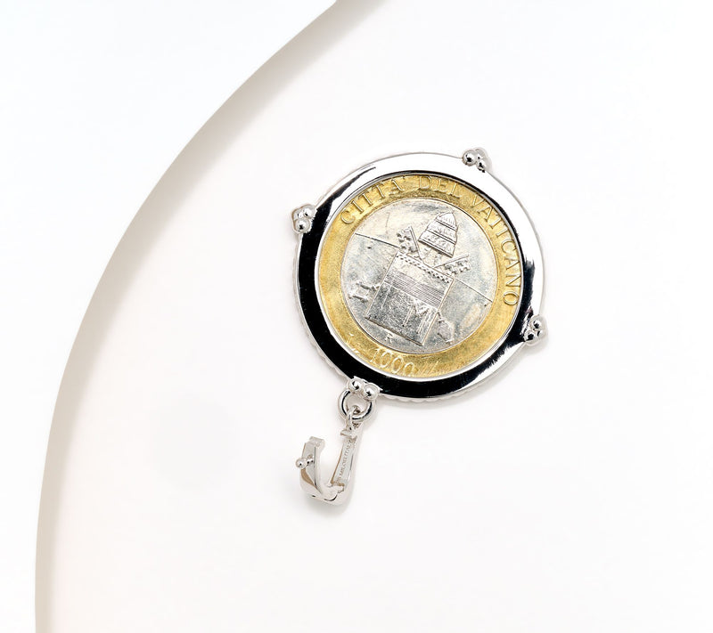 David Markstein Sterling Silver Genuine Vatican Lira Coin Necklace — View 3