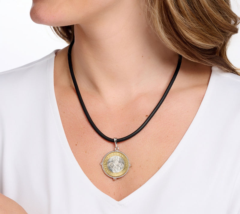 David Markstein Sterling Silver Genuine Vatican Lira Coin Necklace — View 6