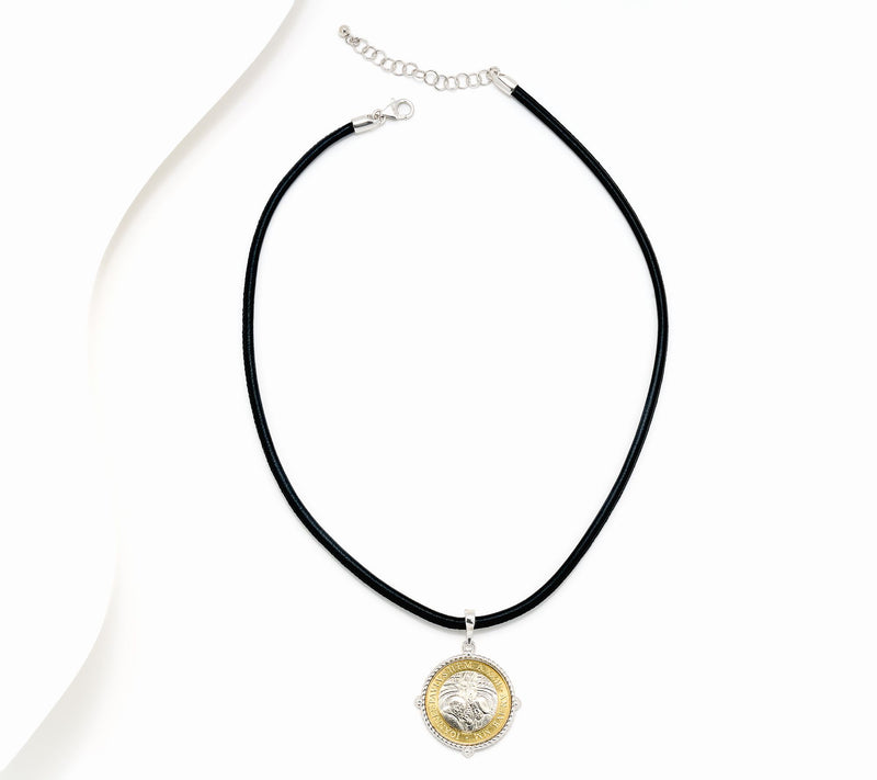 David Markstein Sterling Silver Genuine Vatican Lira Coin Necklace — View 2