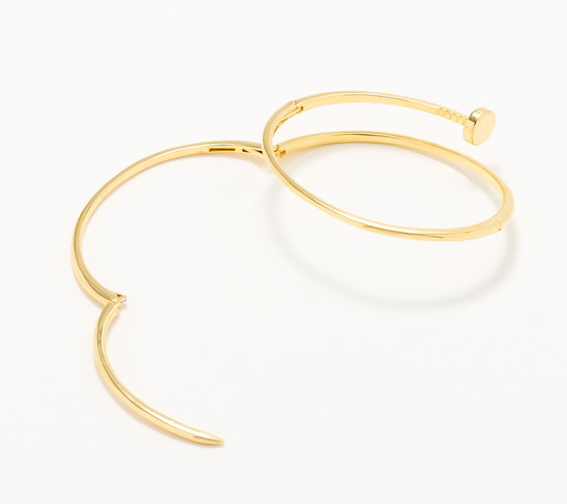 David Markstein Bronze Multi Hinge Nail Head Bangle — View 2