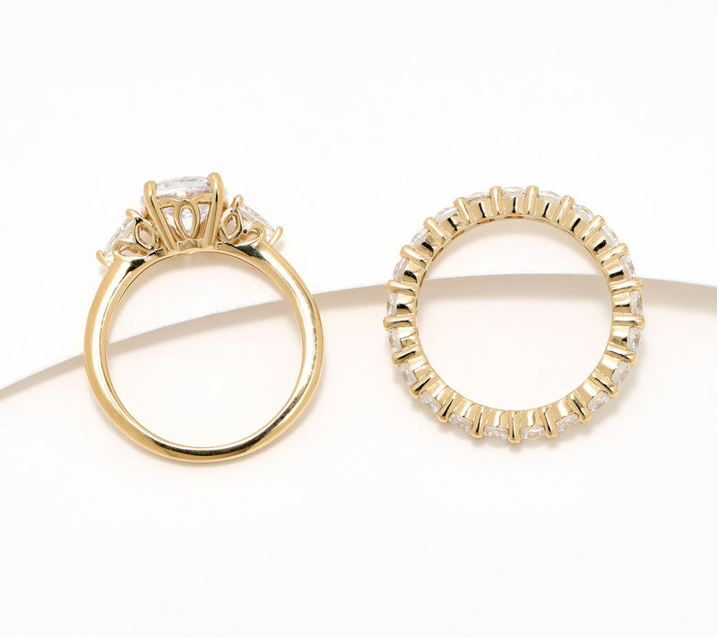 Diamonique Classics Round Cut Ring Stack, Sterling Silver — View 6
