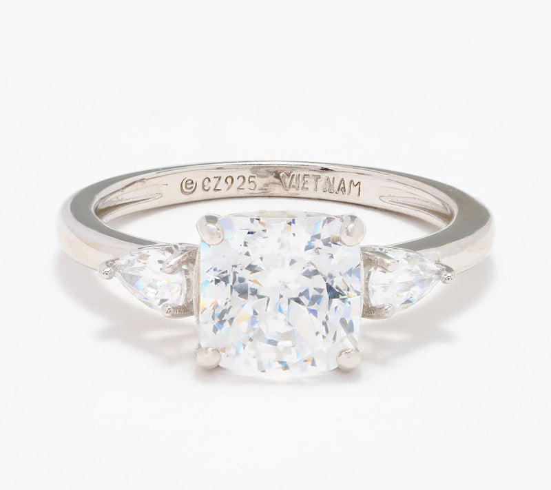 Diamonique Classics Princess Cut Ring Stack, Sterling Silver — View 4