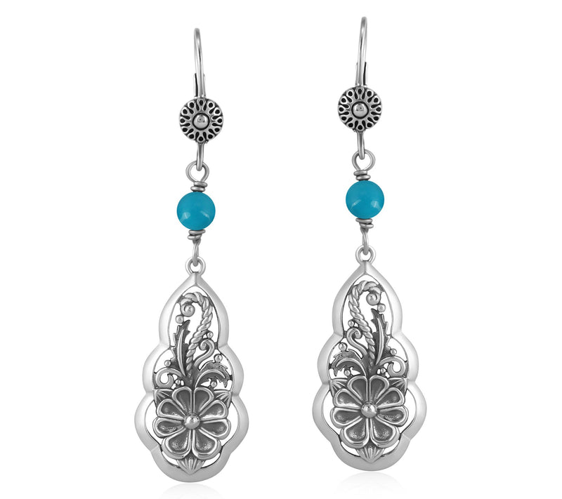 American West Sterling Gemstone Bead Flower Earrings — View 3
