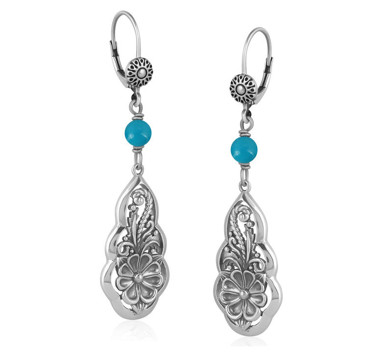 American West Sterling Gemstone Bead Flower Earrings — View 4