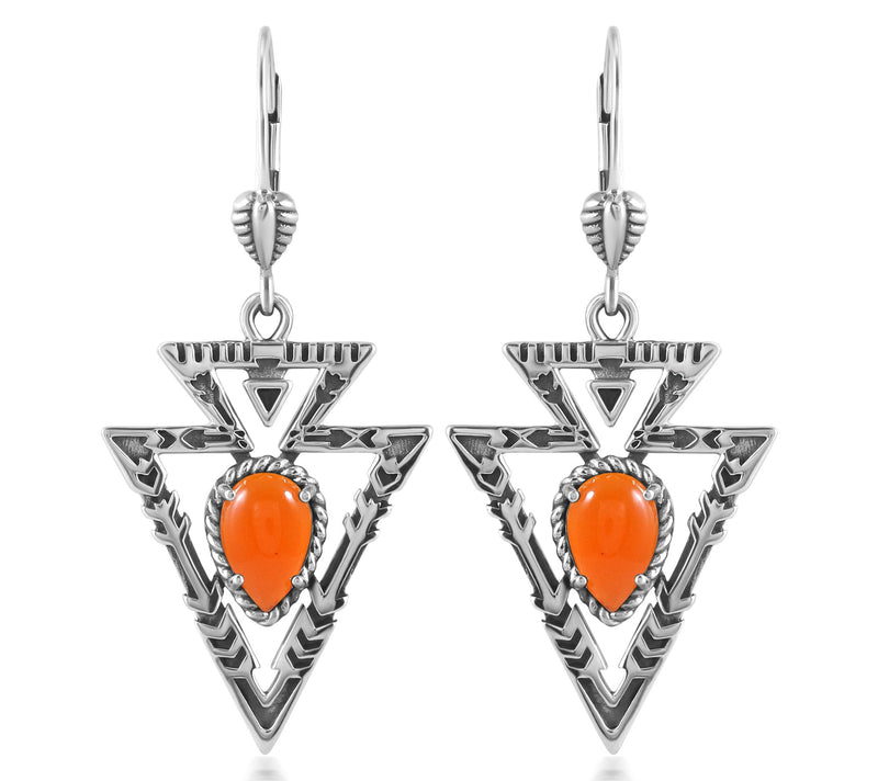 American West Sterling Gemstone Arrowhead Dangle Earrings — View 12