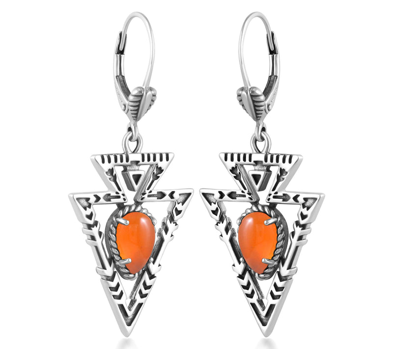 American West Sterling Gemstone Arrowhead Dangle Earrings — View 8