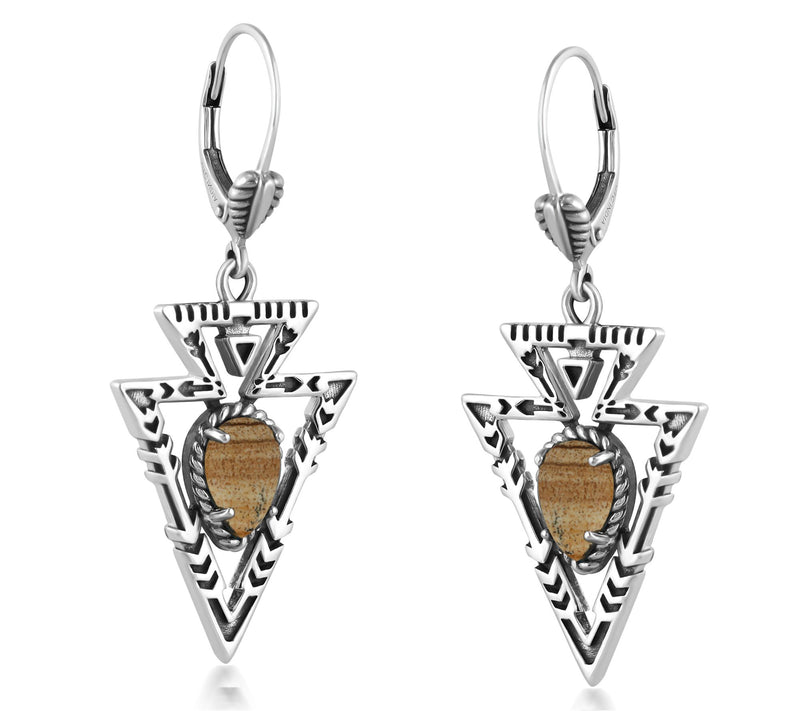 American West Sterling Gemstone Arrowhead Dangle Earrings — View 5
