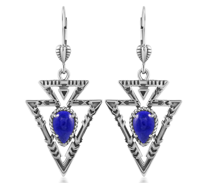 American West Sterling Gemstone Arrowhead Dangle Earrings — Main view