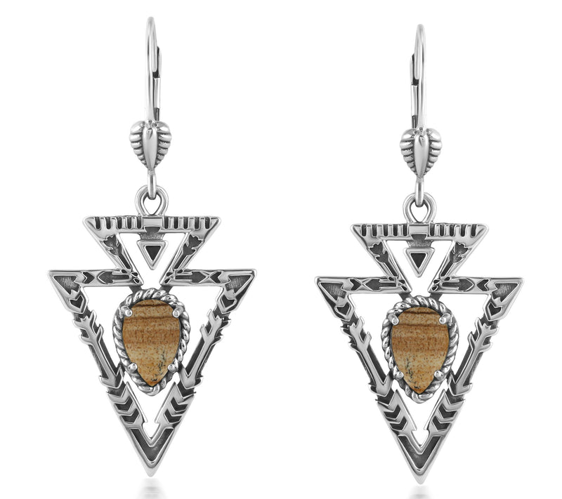 American West Sterling Gemstone Arrowhead Dangle Earrings — View 4