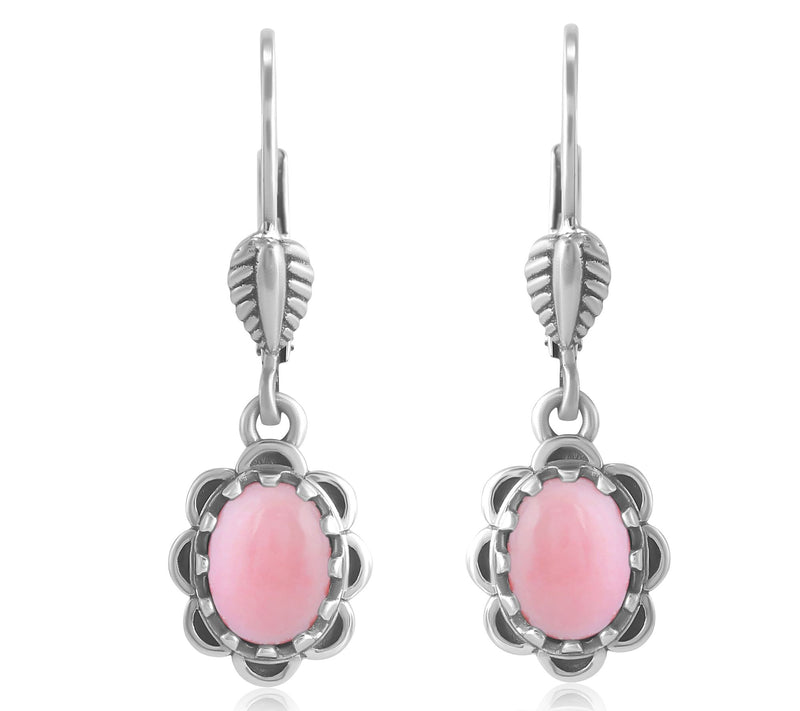 American West Sterling Gemstone Concha Lever Back Earrings — View 7