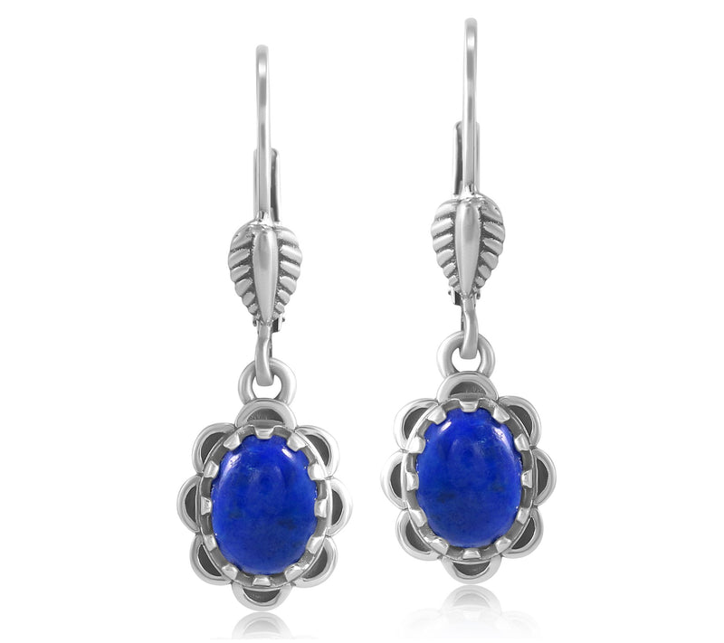 American West Sterling Gemstone Concha Lever Back Earrings — Main view