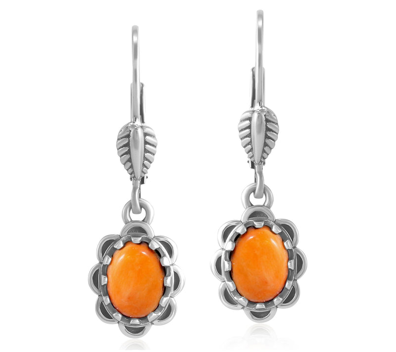 American West Sterling Gemstone Concha Lever Back Earrings — View 6