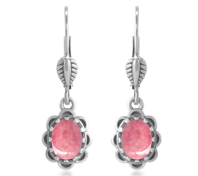 American West Sterling Gemstone Concha Lever Back Earrings — View 8