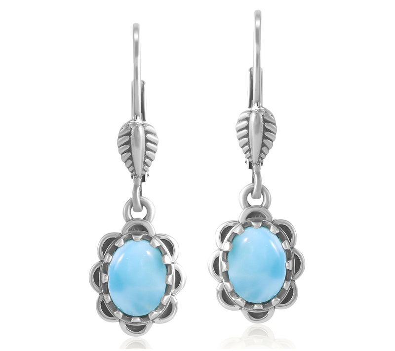 American West Sterling Gemstone Concha Lever Back Earrings — View 17