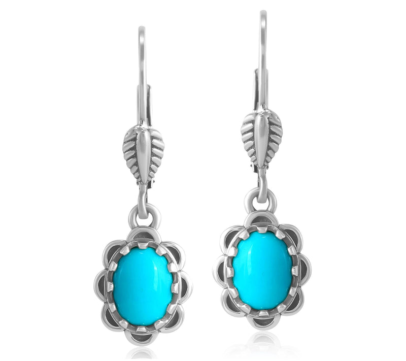American West Sterling Gemstone Concha Lever Back Earrings — View 19