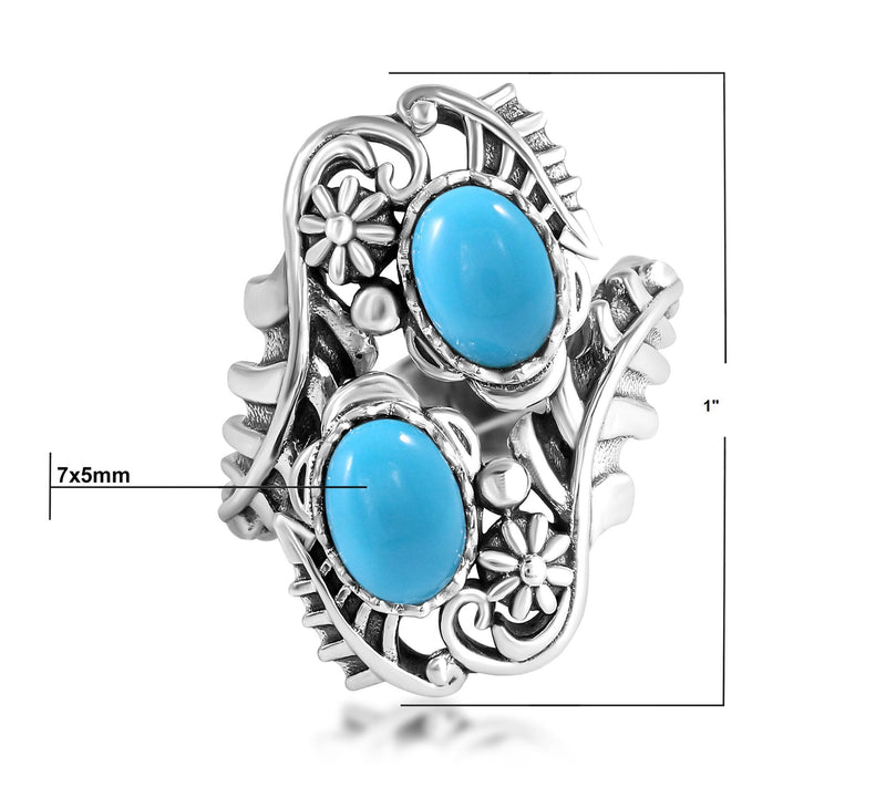 American West Sterling Sleeping Beauty Turquoise Bypass Ring — View 5