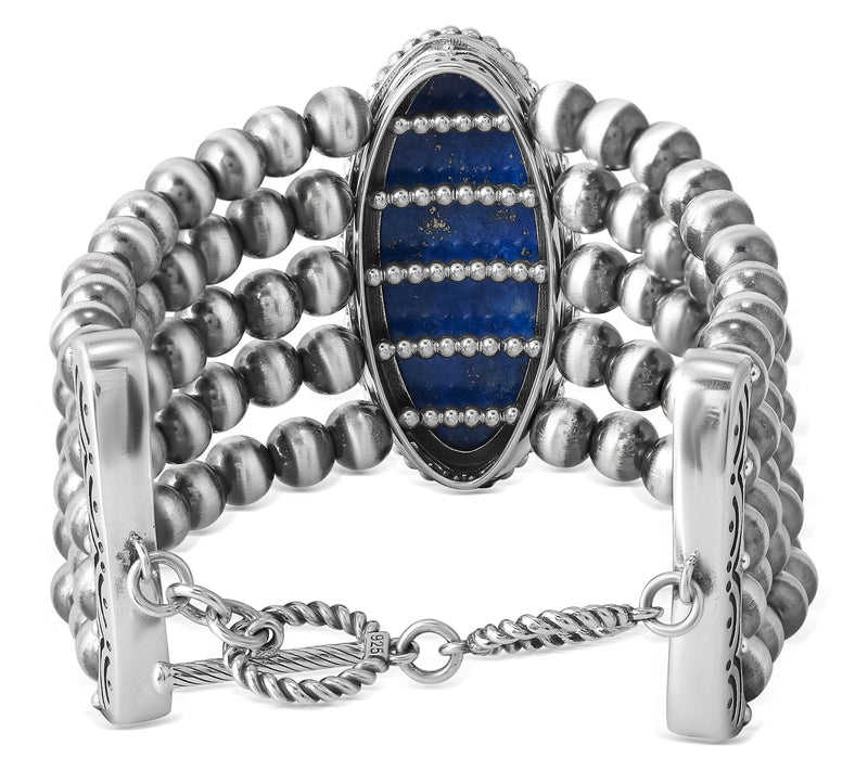 American West Sterling Silver Oval Gemstone Beaded Bracelet — View 8