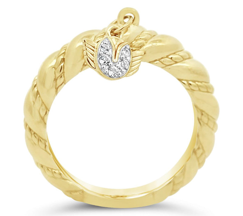 Goddaughters 14K Gold Clad  Topaz Tulip Angel Charm Ring — View 3