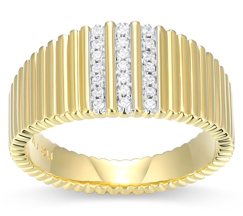 LuxLab Grown Diamond Wide Band Ring, 18K Gold P lated — Main view