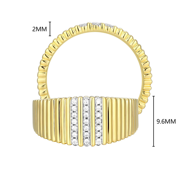 LuxLab Grown Diamond Wide Band Ring, 18K Gold P lated — View 3
