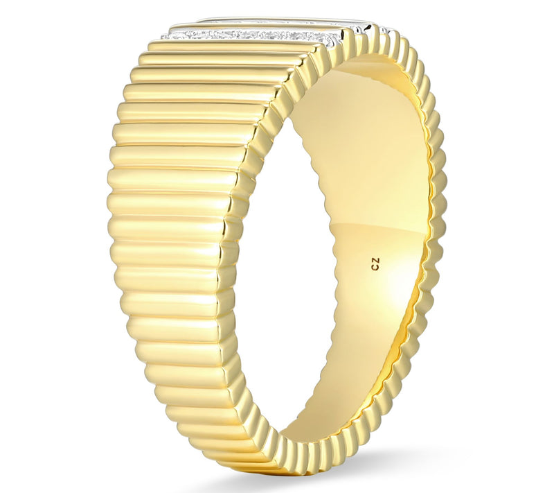 LuxLab Grown Diamond Wide Band Ring, 18K Gold P lated — View 4