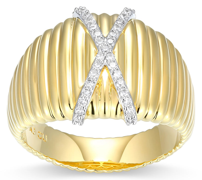 LuxLab Diamonds Lab Grown X Band Ring, 18K Gold  Plated — Main view