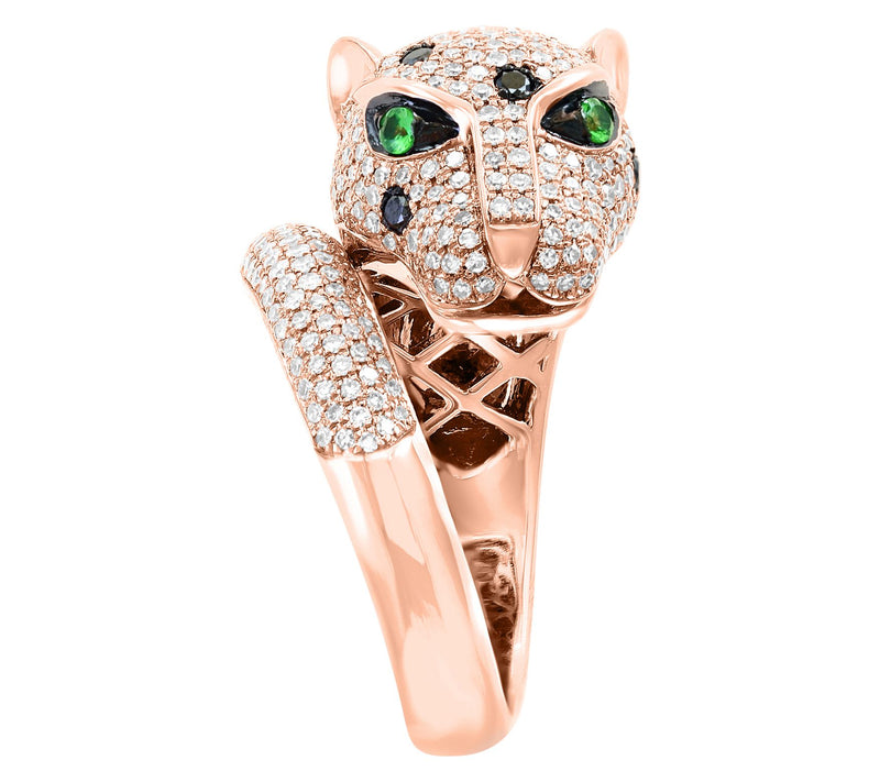 Effy Diamond & Tsavorite Panther Ring, 14K RoseGold — View 2
