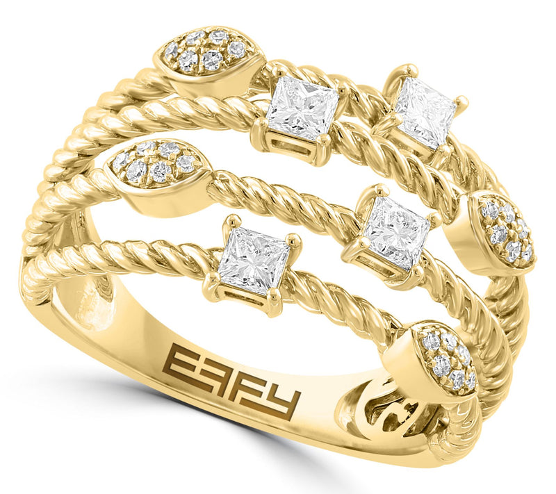 Effy Round & Square Diamond Wire Ring, 14K Gold — Main view