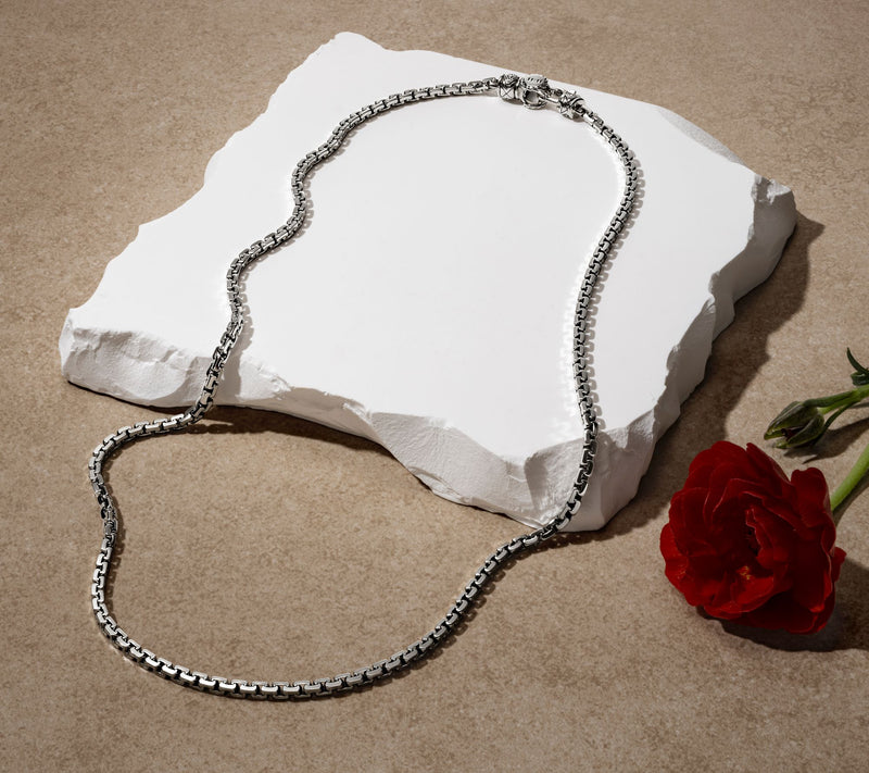 JAI x Alberti Sterling Silver 22" Mirror Cut 4.0mm Box Chain Necklace, 28g — View 4