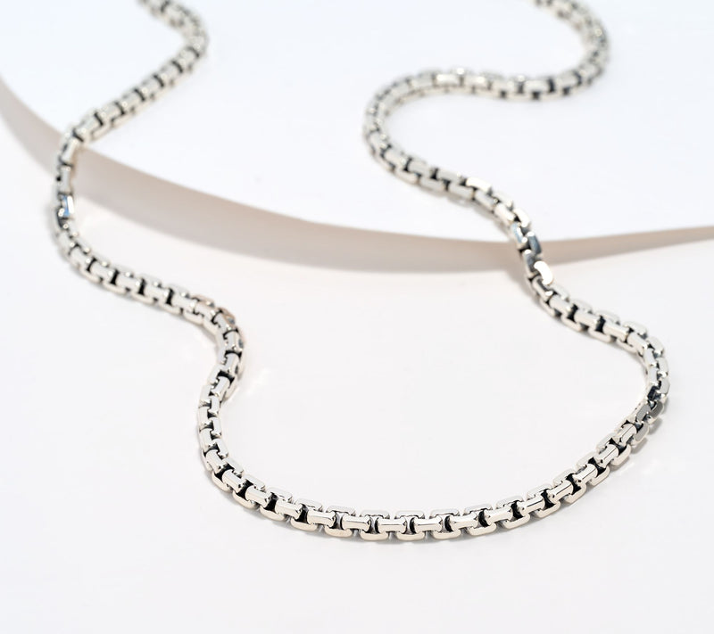 JAI x Alberti Sterling Silver 22" Mirror Cut 4.0mm Box Chain Necklace, 28g — Main view