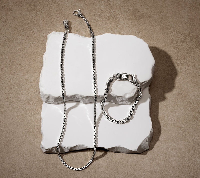 JAI x Alberti Sterling Silver 22" Mirror Cut 4.0mm Box Chain Necklace, 28g — View 5