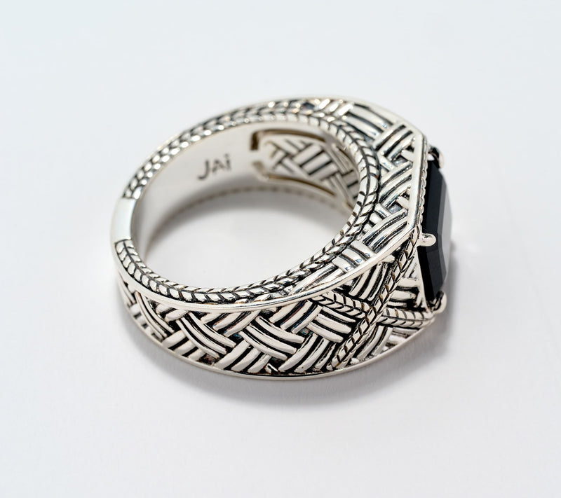 JAI x Alberti Sterling Silver Black Spinel Artizane Ring — View 2
