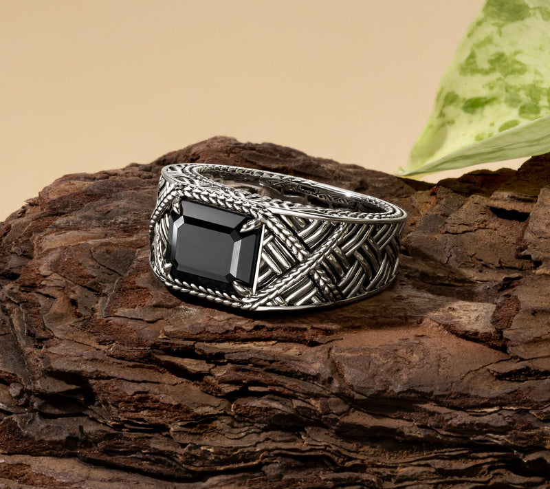 JAI x Alberti Sterling Silver Black Spinel Artizane Ring — View 5