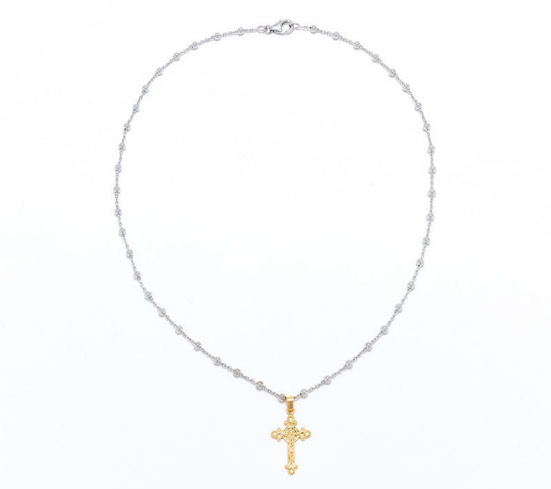 David Markstein Sterling Silver Cross Pendant w/ Beaded Station Chain — View 12