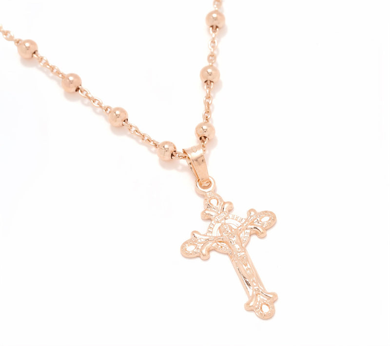 David Markstein Sterling Silver Cross Pendant w/ Beaded Station Chain — View 9