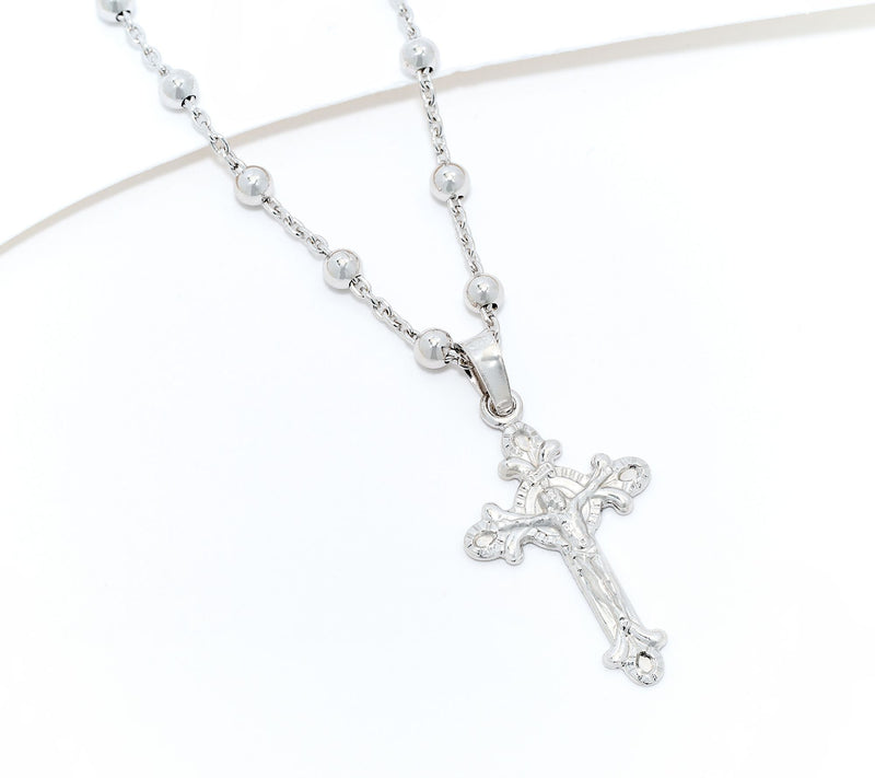 David Markstein Sterling Silver Cross Pendant w/ Beaded Station Chain — Main view