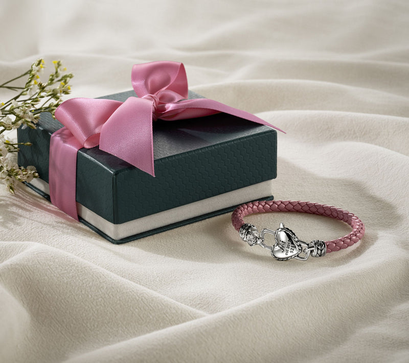 JAI Sterling Silver Heart Lock Leather Tag Bracelet, 10.0g — View 17