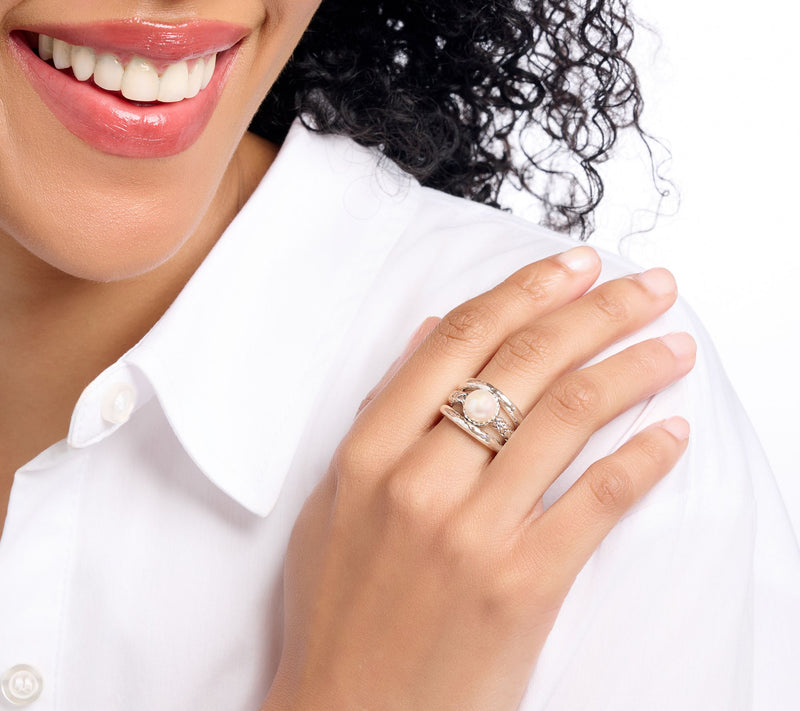 JAI Sterling Legacy Texture Cultured Freshwater Pearl Ring — View 8