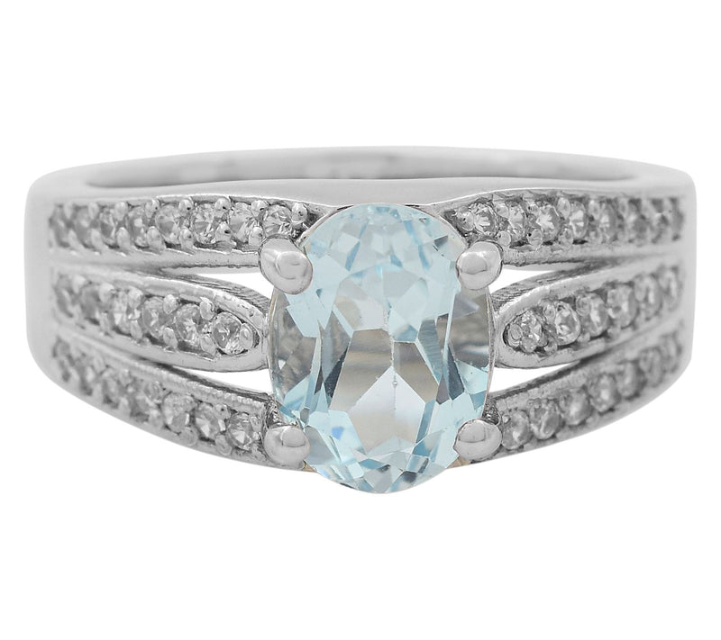 Affinity Gems Blue Topaz & White Zircon Ring, Sterling Silver — View 2