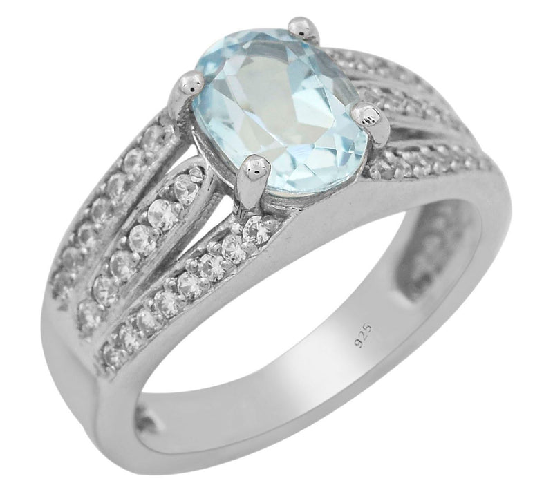 Affinity Gems Blue Topaz & White Zircon Ring, Sterling Silver — Main view