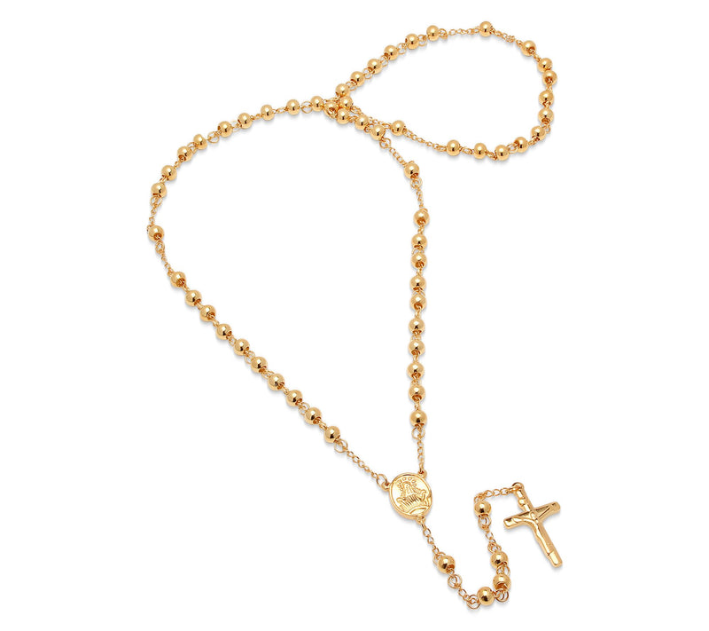 Steel By Design Men's 18K Gold Plated Rosary Necklace — View 3
