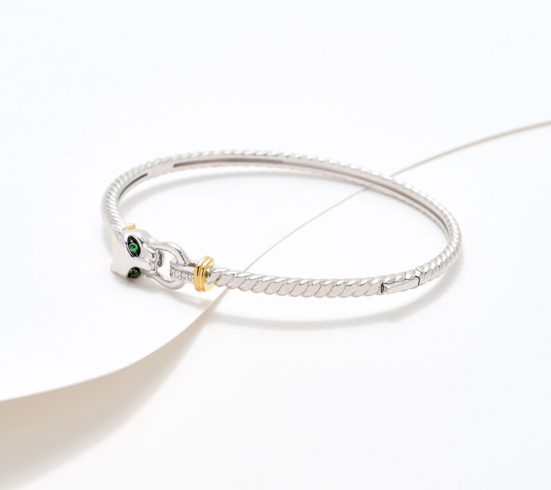 Effy Sterling Silver Diamond Tsavorite Bangle — View 2