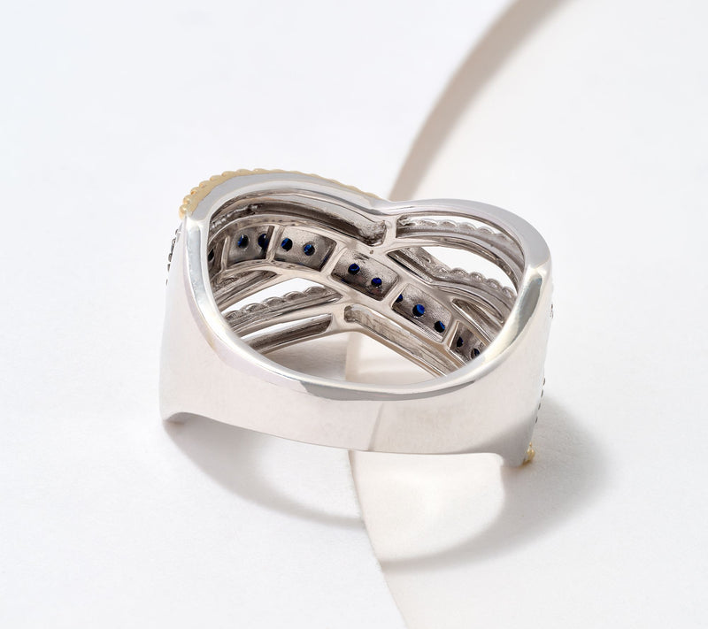 Effy Sterling Silver & 14K Gold Diamond & Sapphire Ring — View 2