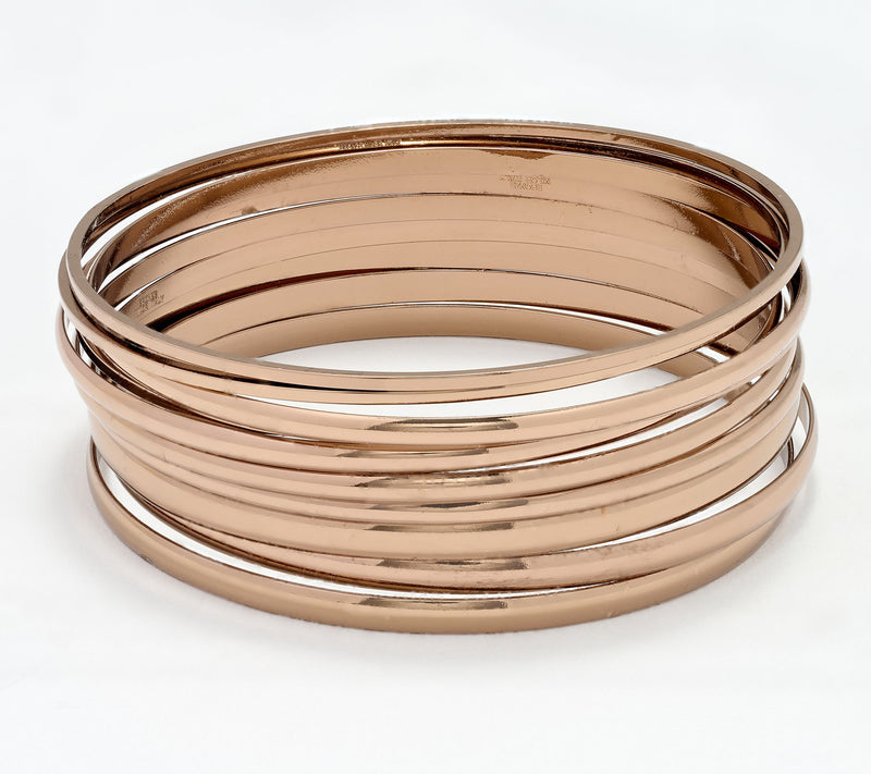 David Markstein Premiere Bronze Set of 10 Luxe Slip On Bangles — View 9