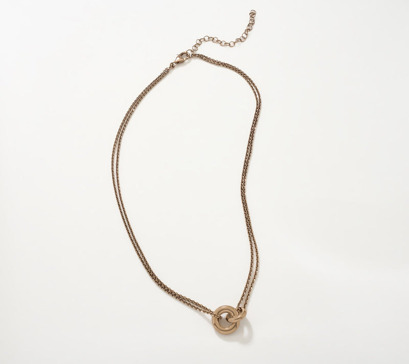 David Markstein Bronze "Two Circles, One Love" Necklace — View 12